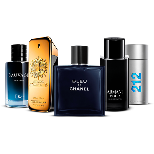 Set de 5 parfumuri – Sauvage, 1 Million, Bleu de Chanel, Armani Code și 212 Men [100 ml fiecare]