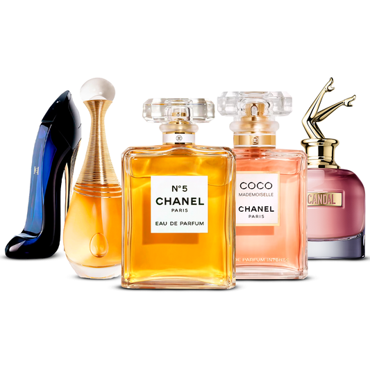 Set de 5 parfumuri – Good Girl, J'adore, Chanel Nº5, Coco Mademoiselle și Scandal [100 ml fiecare]