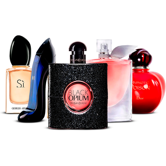 Set de 5 parfumuri – Sì, Good Girl, Black Opium, La Vie Est Belle și Hypnotic Poison [100 ml fiecare]
