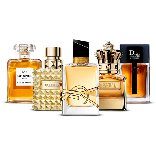 Set de 5 parfumuri – Chanel Nº5, Valentino Uomo, Yves Saint Laurent Libre, Scandal Pour Homme și Dior Homme Intense [100 ml fiecare]