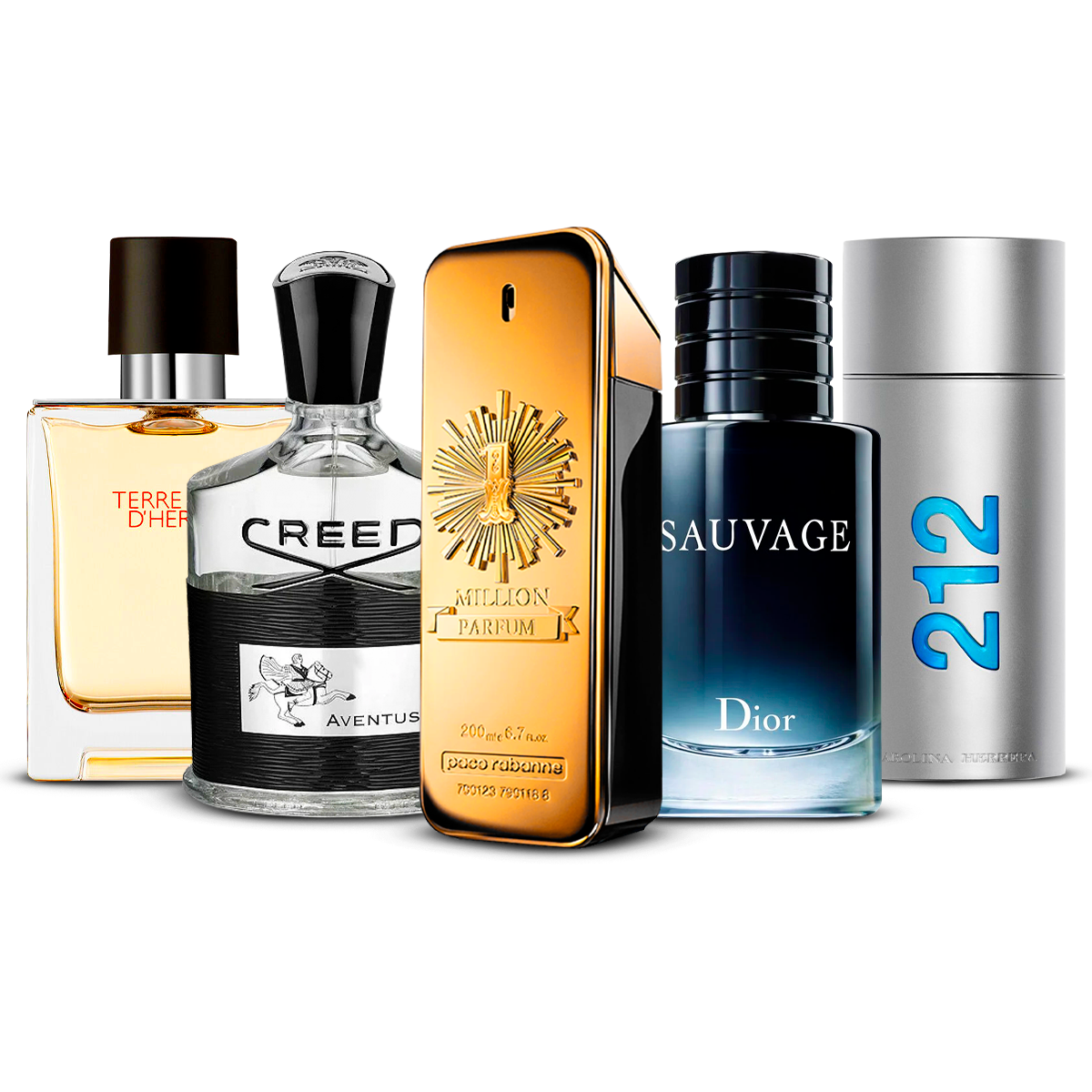 Set de 5 parfumuri – Terre d'Hermès, Creed Aventus, 1 Million, Sauvage și 212 Men [100 ml fiecare]