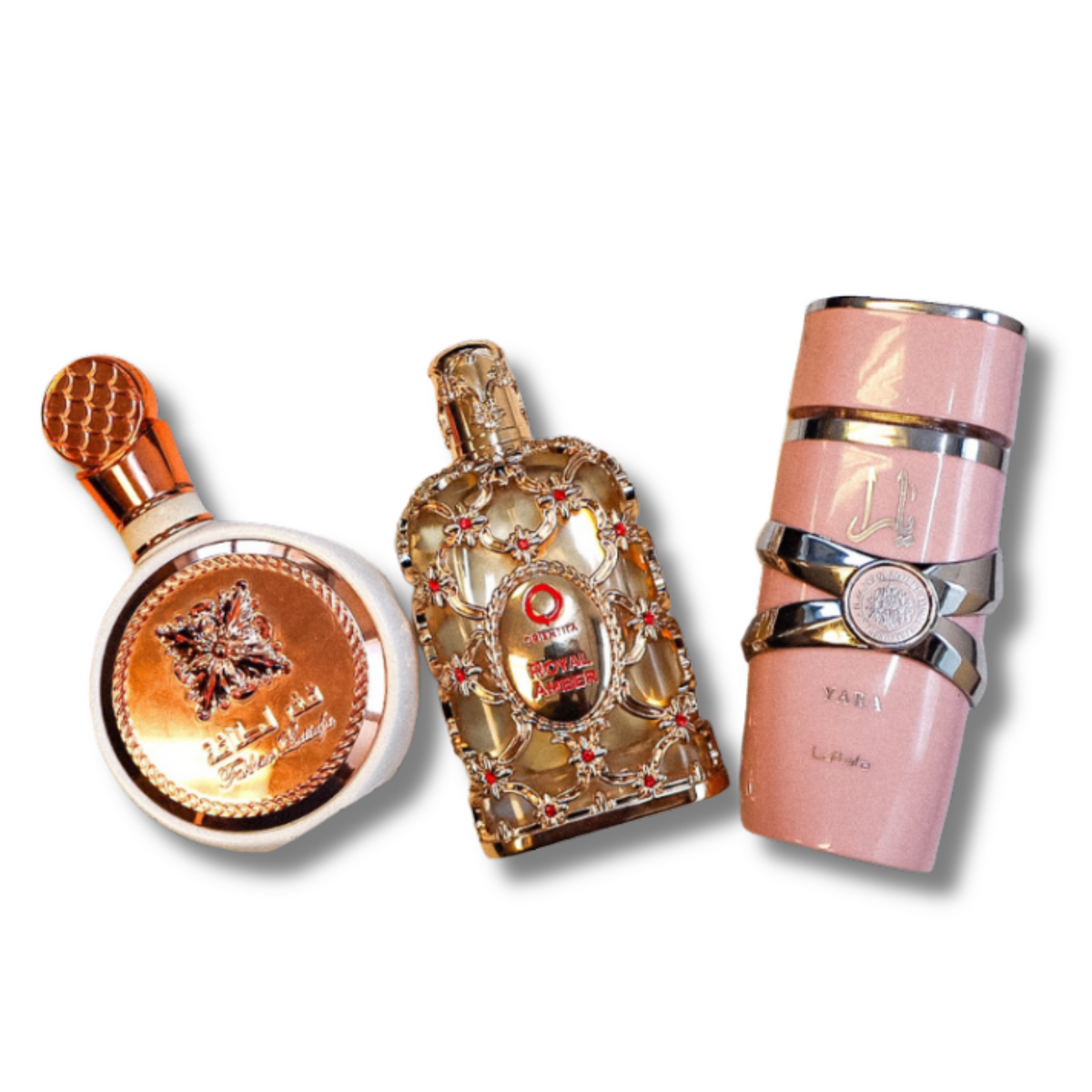 Set de 3 parfumuri | Lattafa Yara + Fakhar + Royal Amber – Cumpărați 1 și primiți 3 parfumuri ORIGINALE a câte 100 ml