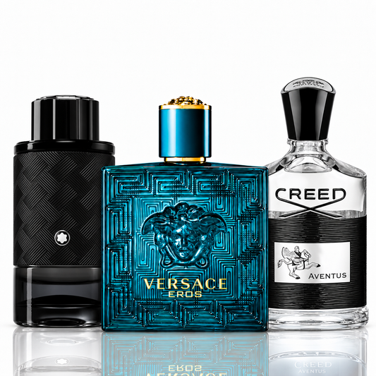 Set de 3 parfumuri | Explorer Extreme Montblanc, Eros Versace, Aventus Creed – 100ml
