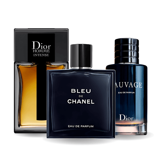 Set de 3 parfumuri | Sauvage Dior, Bleu de Chanel, Dior Homme Intense 100 ml