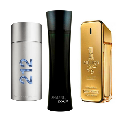 Set de 3 parfumuri | 212 Men NYC, Paco Rabanne One Million, Armani Code Homme 100 ml