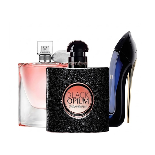 Set de 3 parfumuri | YSL Black Opium, Carolina Herrera Good Girl, Lancôme La Vie Est Belle 100 ml
