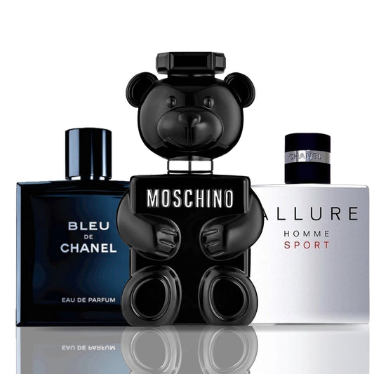 Set de 3 parfumuri | Moschino Toy Boy + Bleu de Chanel + Allure Homme Sport 100 ml