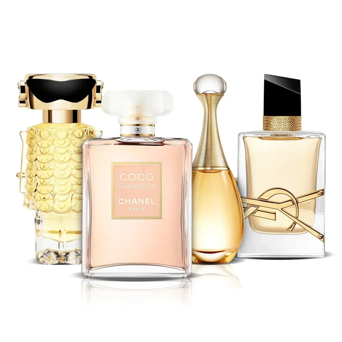 Set de 4 parfumuri | Fame, Coco Mademoiselle, J'adore și Libre (100 ml)
